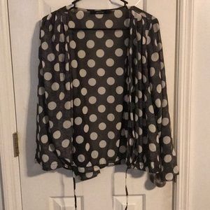 Polka dot open front blouse